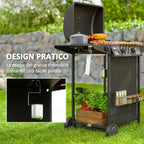 Gas Barbecue with 3 Independent Burners and Lid with Thermometer, 108x54x97 cm, Black