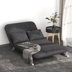 2 Seater Sofa Bed in Faux Leather and Steel with 5-Position Adjustable Seat, 105x80x78 cm, Grey