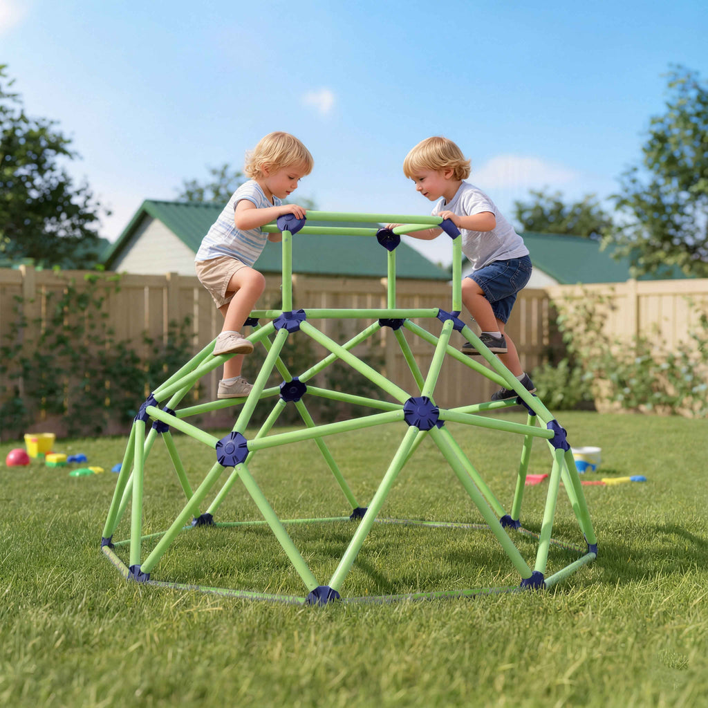 Children's Climbing Game Dome with Beveled Edges, in PP, 182.5x182.5x119 cm, Green and Purple