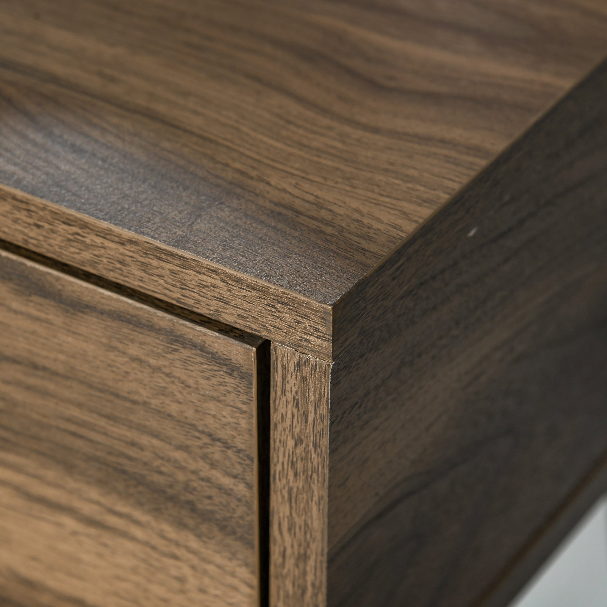 HOMCOM Wooden and Metal Makeup Table with Stool and Mirror, Walnut Color
