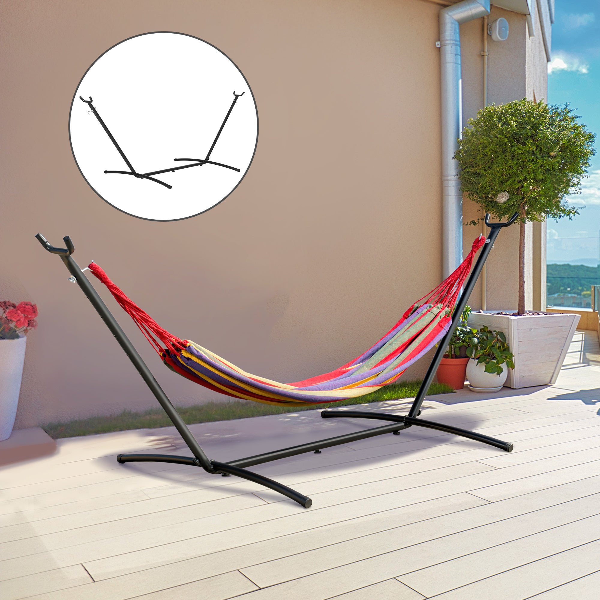 Adjustable Hammock Support Frame Max. 120kg 280x120x110cm Black