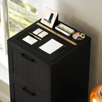 4-Drawer File Cabinet with Adjustable Rail and 2 Locks, Wooden, 40x40x131 cm, Black