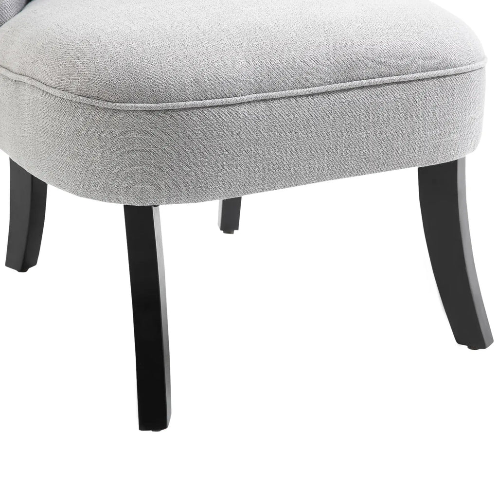 Upholstered Living Room Armchair with Cushion and Non-Slip Feet, Linen and Wood Effect Fabric Furniture Armchair, 52.5x69x77 cm, Grey