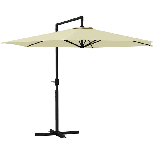 Decentralized Garden Umbrella 3x2.5 m with Cross Base and Crank Opening, Beige - Borgè