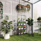 Outsunny 3-Tier Plant Stand with 3 Hooks, Metal, 162x221.5x163 cm, Black