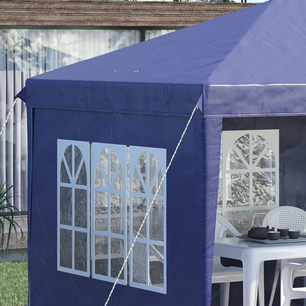 Outsunny Garden Gazebo 6x3 m height adjustable with removable walls, in steel and polyester, blue - Borgè