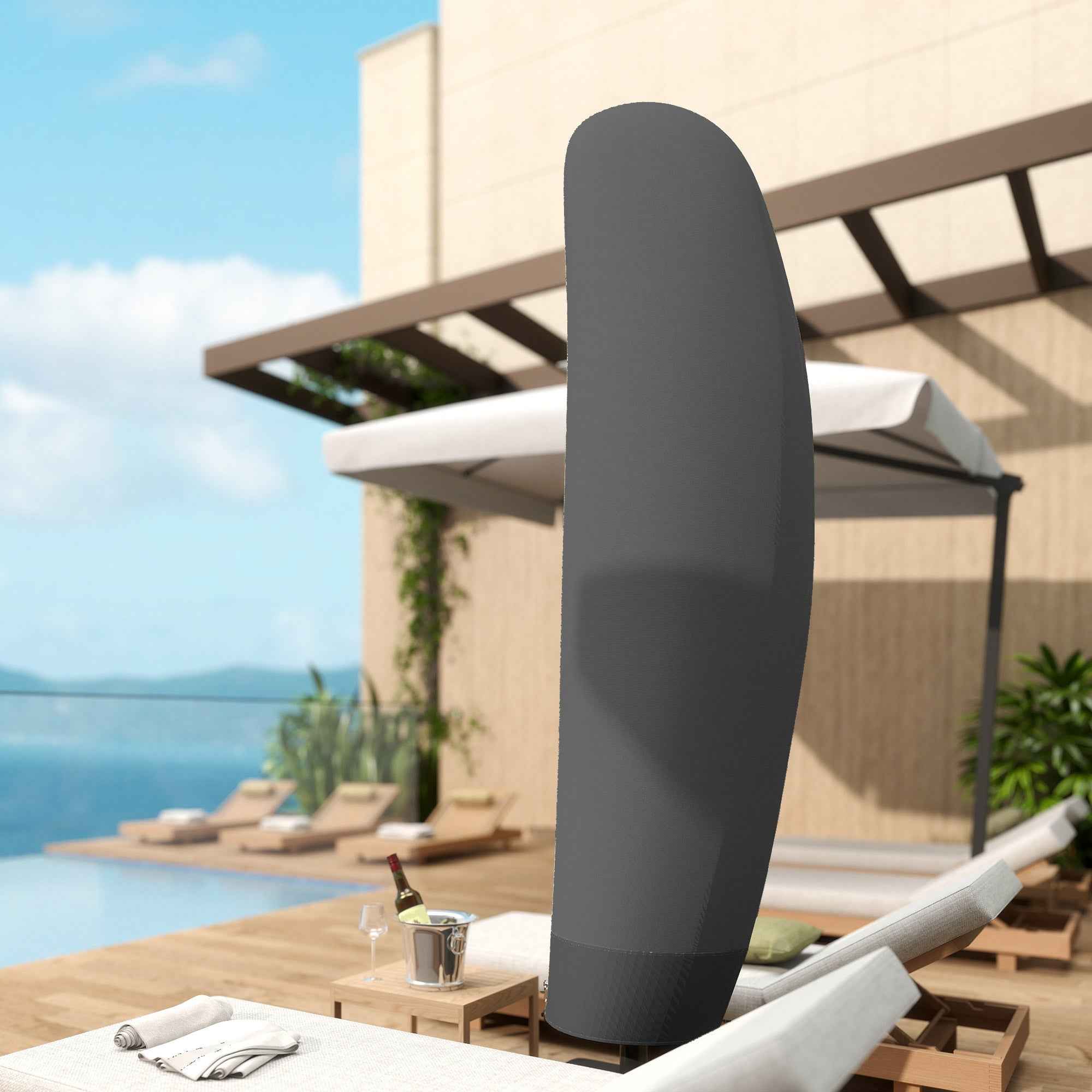 Outsunny 3x3m Waterproof Umbrella Cover, Cantilever Umbrella Cover with Zipper and Tie, Black
