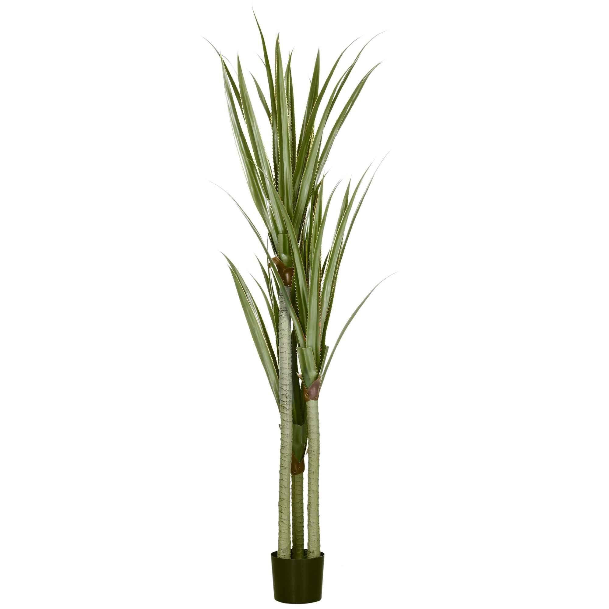 HOMCOM 190cm Artificial Yucca Plant with 39 Leaves in a PEVA and Cement Container Pot