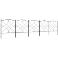 5-Panel Outdoor Metal Fence with Posts, 305x62 cm, Black