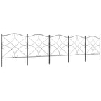 5-Panel Outdoor Metal Fence with Posts, 305x62 cm, Black