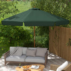 Garden Umbrella with Double Canopy, in Bamboo and Polyester, Ø325x250 cm, Green