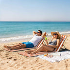 Outsunny Set of 2 Portable Folding Beach Loungers with Adjustable Backrest, Orange.