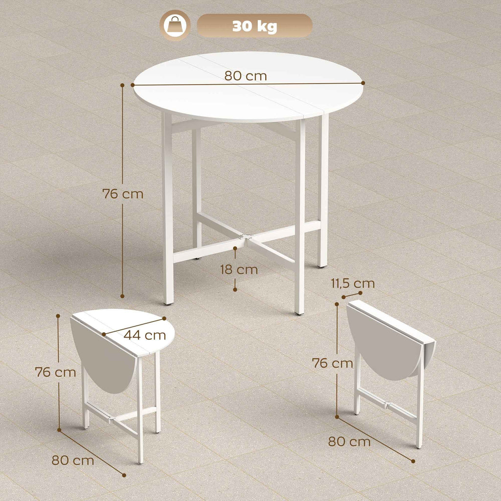 HOMCOM Folding Dining Table, Space-Saving Extendable Table, White