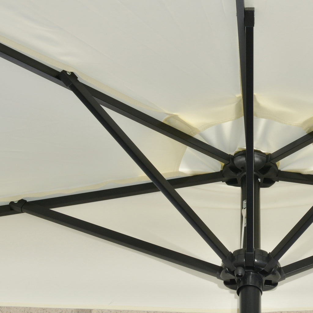 Semicircular Umbrella with Crank, 20 LED Lights and Solar Panel, 265x135x240 cm, Beige
