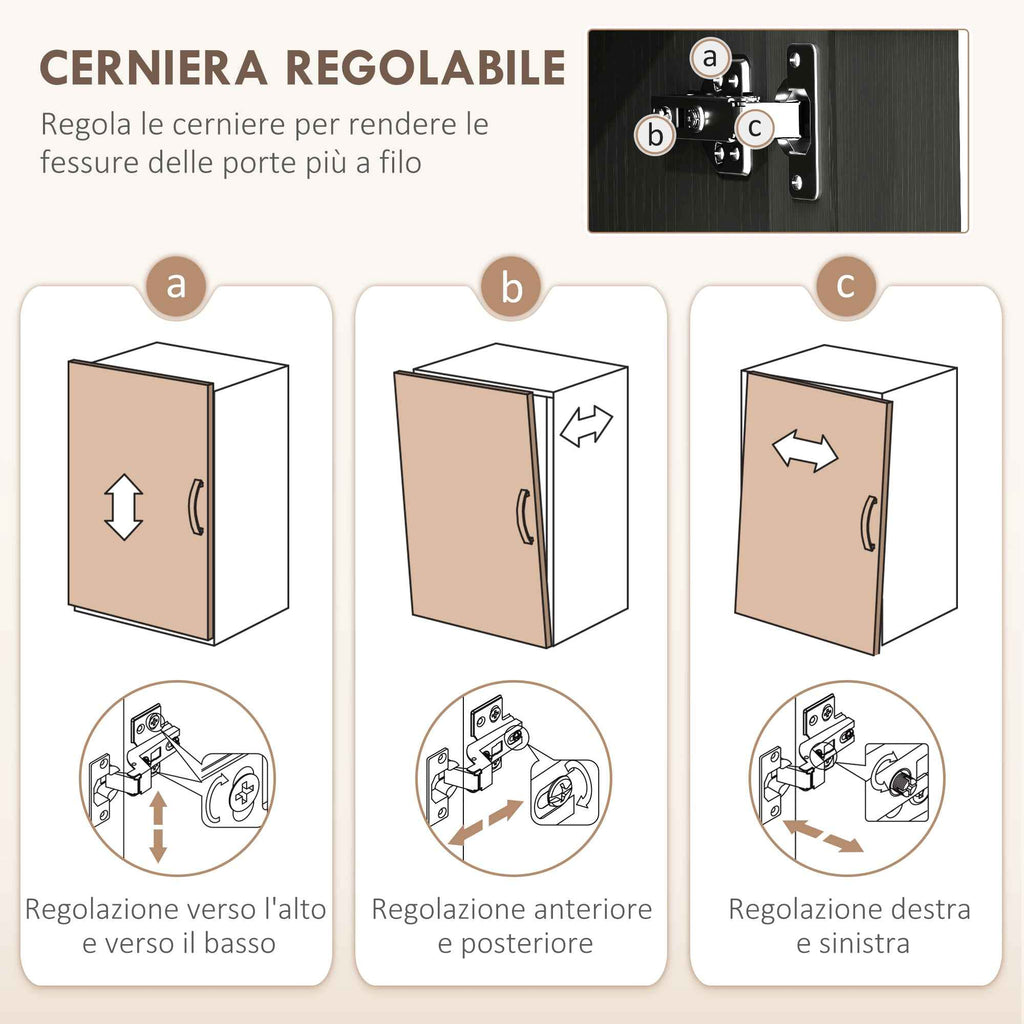 HOMCOM Wooden Kitchen Pantry Cabinet with 5 Adjustable Shelves and 4 Doors, 60x30x170.5 cm, Black