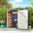 Galvanized Steel Garden Shed with Hinged Door, 100x104x160 cm, Light Grey