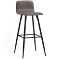 Set of 2 Bar Stools with Low Backrest and Footrest, PU Upholstery and Steel Legs, Dark Brown