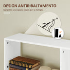 5-Tier S-Shaped Asymmetric Bookcase with 10 Open Shelves, Wooden, 80x24x159 cm, White