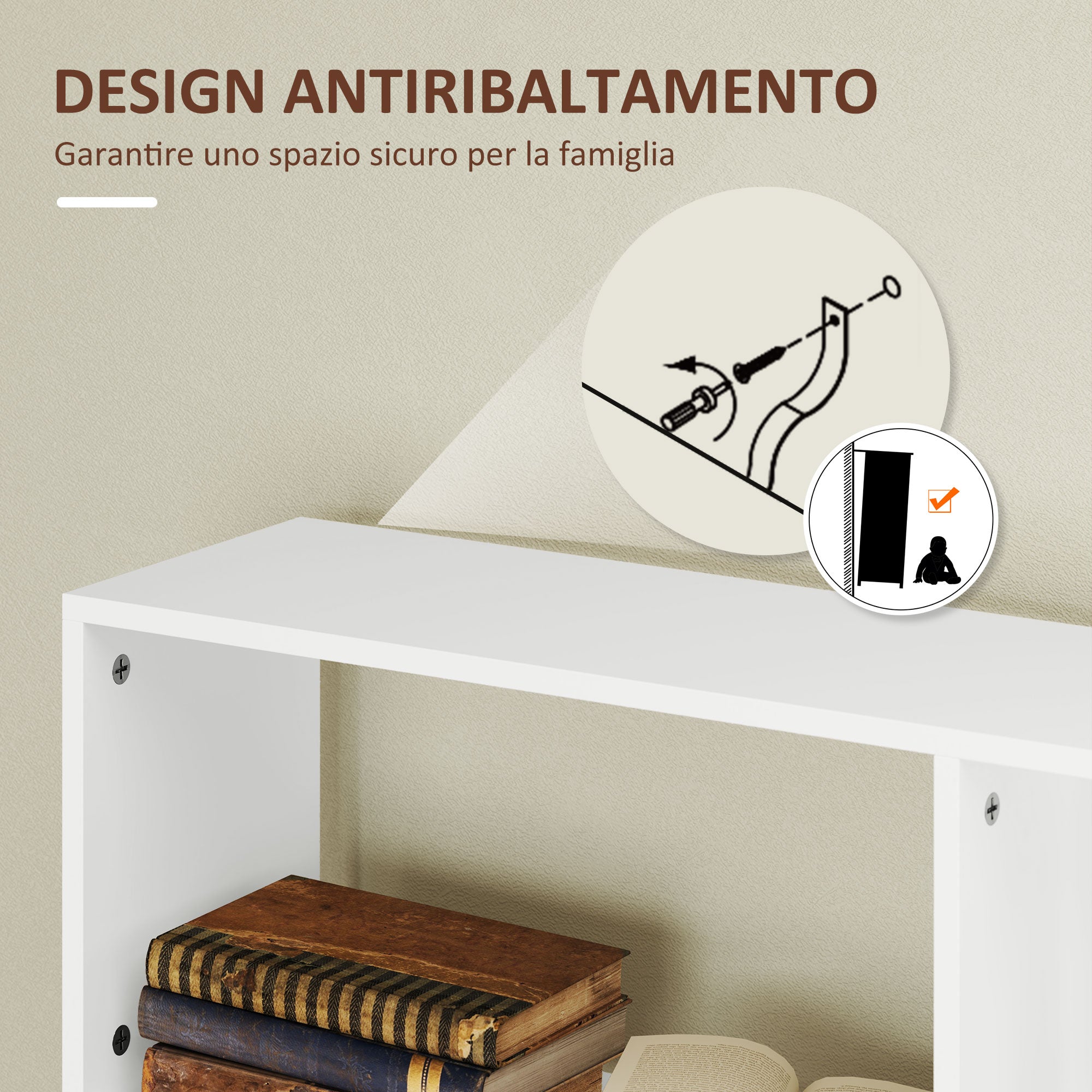 5-Tier S-Shaped Asymmetric Bookcase with 10 Open Shelves, Wooden, 80x24x159 cm, White