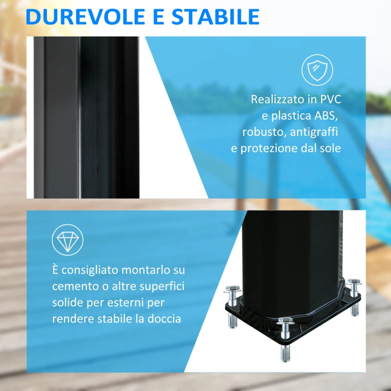 55° Heated Solar Shower for Outdoor Use with 35 Liter Tank and Mixer Tap, Black - Borge' Group Limited