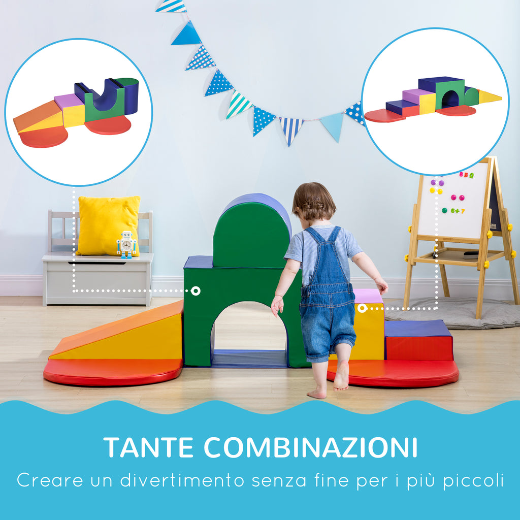 7-Block Multi-Coloured PU and EPE Playset for Babies 12-36 Months, 170x130x40 cm