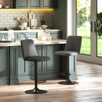 Set of 2 Swivel Bar Stools with Adjustable Height, in Linen Effect Fabric, 44x53x91-111 cm, Dark Grey