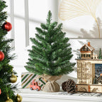 HOMCOM 55cm Mini Christmas Tree with 50 Thick Branches and Realistic PVC Needles, Cement and Jute Base