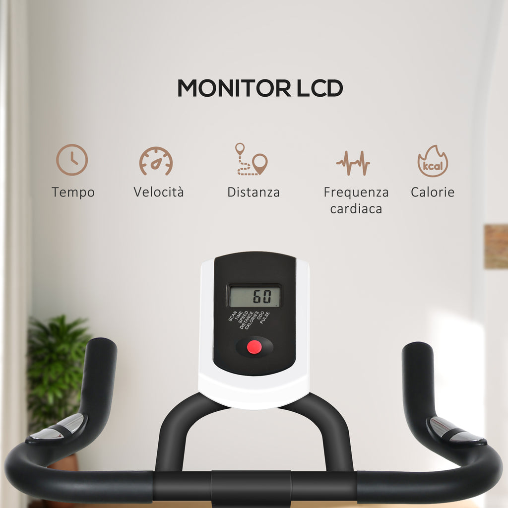 SPORTNOW Home Exercise Bike with Adjustable Handlebar and Saddle and LCD Monitor, in Steel and ABS, 118x50x105-115 cm, Blue