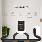 SPORTNOW Home Exercise Bike with Adjustable Handlebar and Saddle and LCD Monitor, in Steel and ABS, 118x50x105-115 cm, Blue