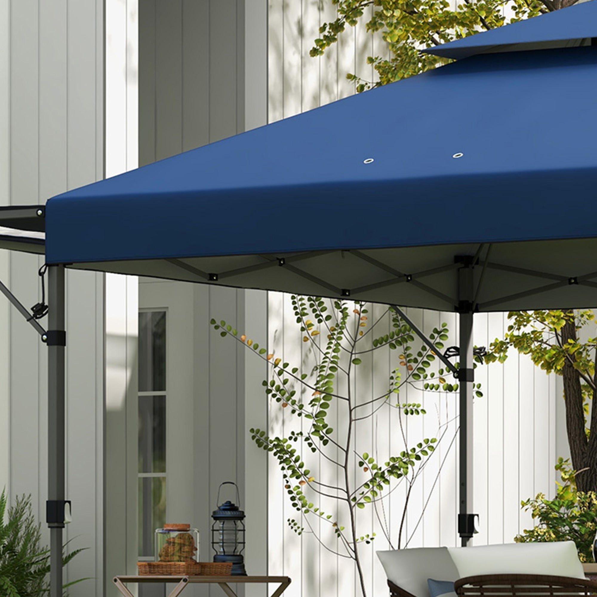 5x3m Folding Gazebo with Extendable Walls, Adjustable Height and Wheeled Bag, Blue