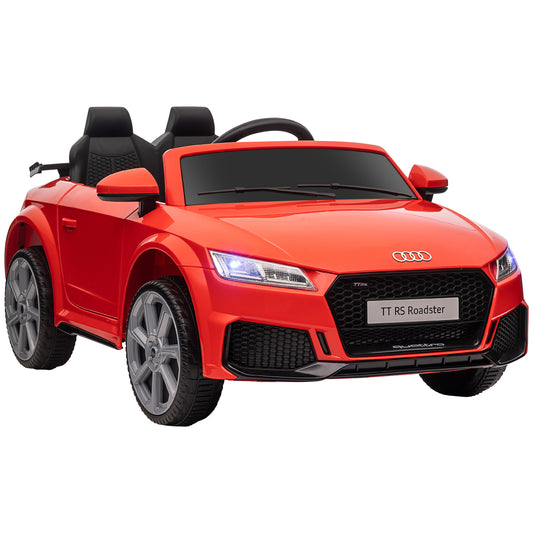 HOMCOM Electric Ride-On Toy Car for Children 3-5 Years AUDI TT License with Remote Control and LED Headlights, 102x60x44 cm, Red