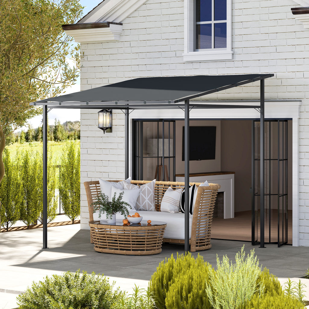 Pergola with Velcro Fasteners, in Metal and Polyester, 238x238x235/194 cm, Dark Grey