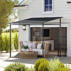 Pergola with Velcro Fasteners, in Metal and Polyester, 238x238x235/194 cm, Dark Grey