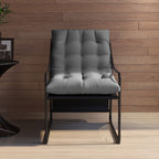 Garden Armchair with Padded Cushion, in Steel and Polyester, 62x110x88 cm, Gray and Black - Borgè