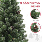 150cm Tall Snow-Covered Christmas Tree with 395 Branches, Pine Cones and Steel Base