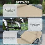 Outsunny Folding Sun Lounger with Padded Face Hole and Reclining Backrest, Beige