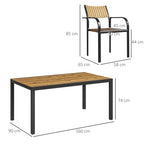 Outsunny Extendable Garden Table Set with 6 Stackable Outdoor Chairs, Steel and Textilene, Brown