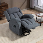 135° Electric Lift Reclining Chair in Linen Effect Fabric with Footrest, Dark Grey