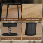 Round Dining Table Set with 4 Space-Saving Chairs in Wood and Metal, Industrial Style