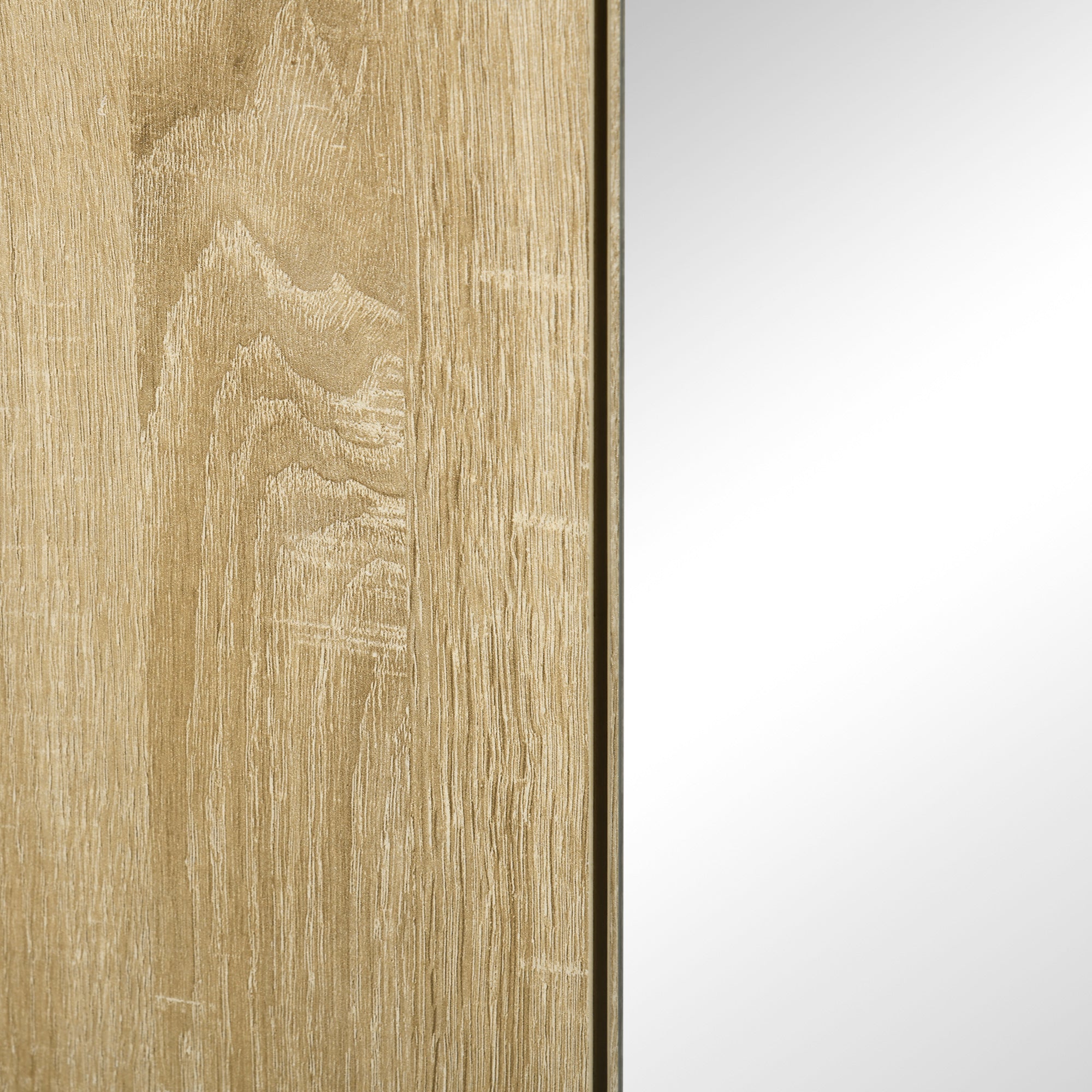 kleankin Bathroom Cabinet with Mirror and 4 Internal Shelves, in Chipboard, 60x15x60cm, Wood Color