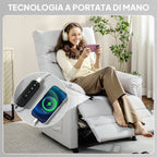 Recliner Chair with Footrest, Heated, 8 Massage Points and 5 Modes, Velvet Fabric, Grey