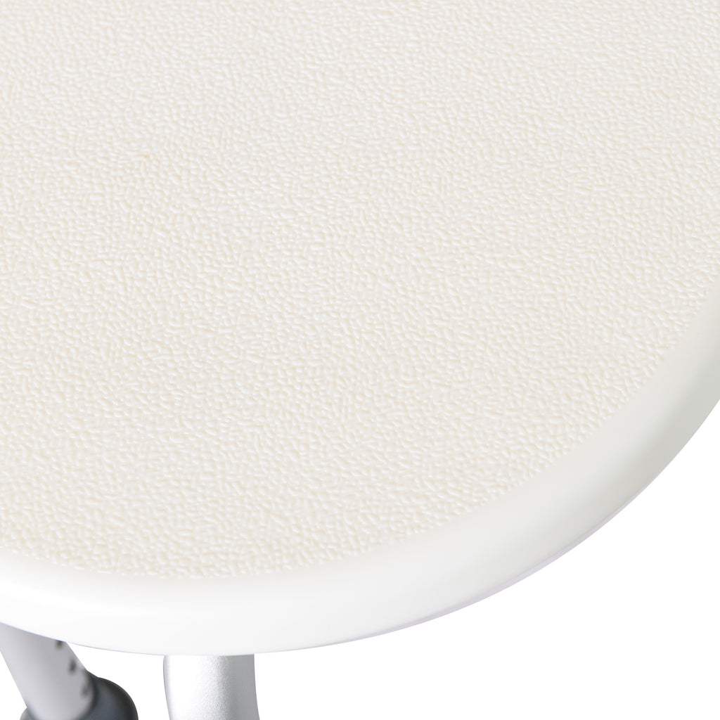 Round Shower Stool for the Elderly, Disabled Bath Chair with 8-Position Adjustable Height, Non-Slip Feet, Made of Aluminum and PE, White