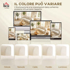 3-seater modular sofa with wide seat and chenille cushions, 260 cm, Cream