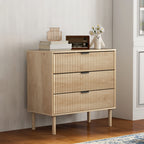 3 Drawer Wooden Chest of Drawers for Bedroom and Entrance Nordic Style, 80x40x77.5 cm, Oak
