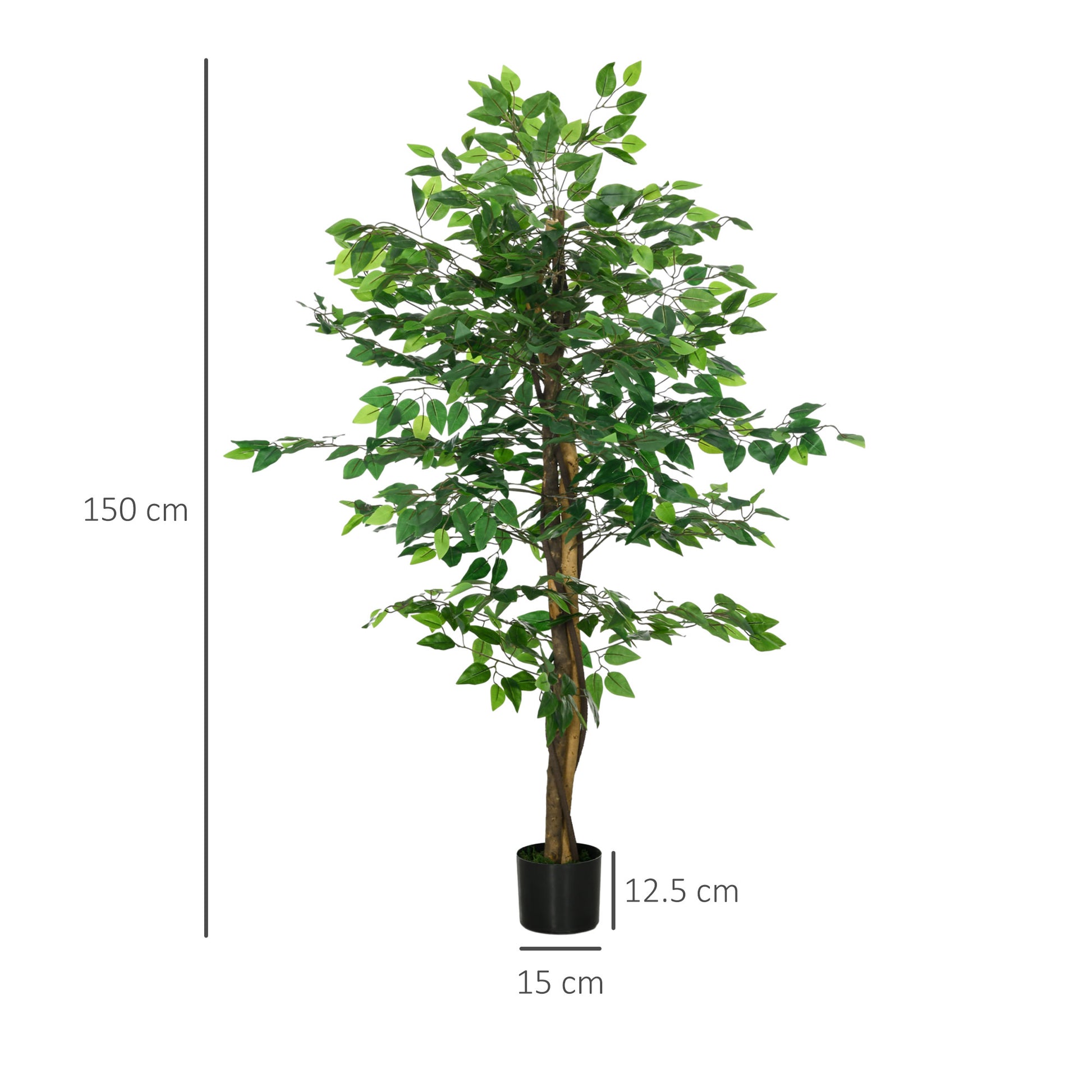 Artificial Ficus Plant 150cm tall for indoors and outdoors with pot included - Borgè