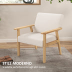 Scandinavian Style Pine Wood Armchair with 2 Cushions, 64x70x72 cm, Grey and Wood Color