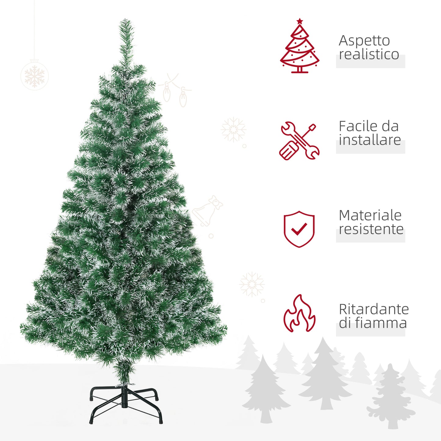 CHRISTMAS TREE - Artificial Christmas Tree with 416 Branches in PET with Metal Base, Ø75x150 cm, Green