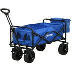 Outsunny garden trolley 110L with telescopic handle and 15l thermal bag in steel and fabric, blue - Borgè