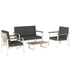 Outsunny Garden Sofa Set for 4 People: 2 Armchairs, Sofa, Coffee Table.