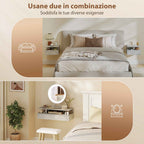 HOMCOM Set of 2 Floating Bedside Tables with Drawer and Open Shelf, 35x32x22.5 cm, Cement Grey
